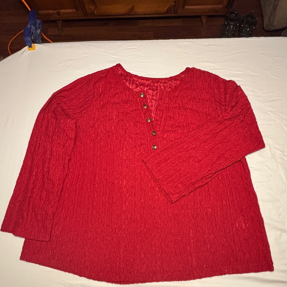 SHEIN Curve Red Textured Top